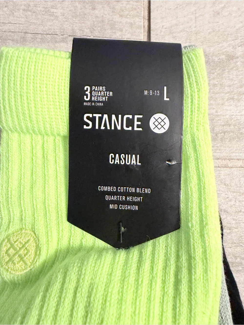 Stance Men's 3-Pack Casual Socks - Neon Yellow, Light Gray, Black